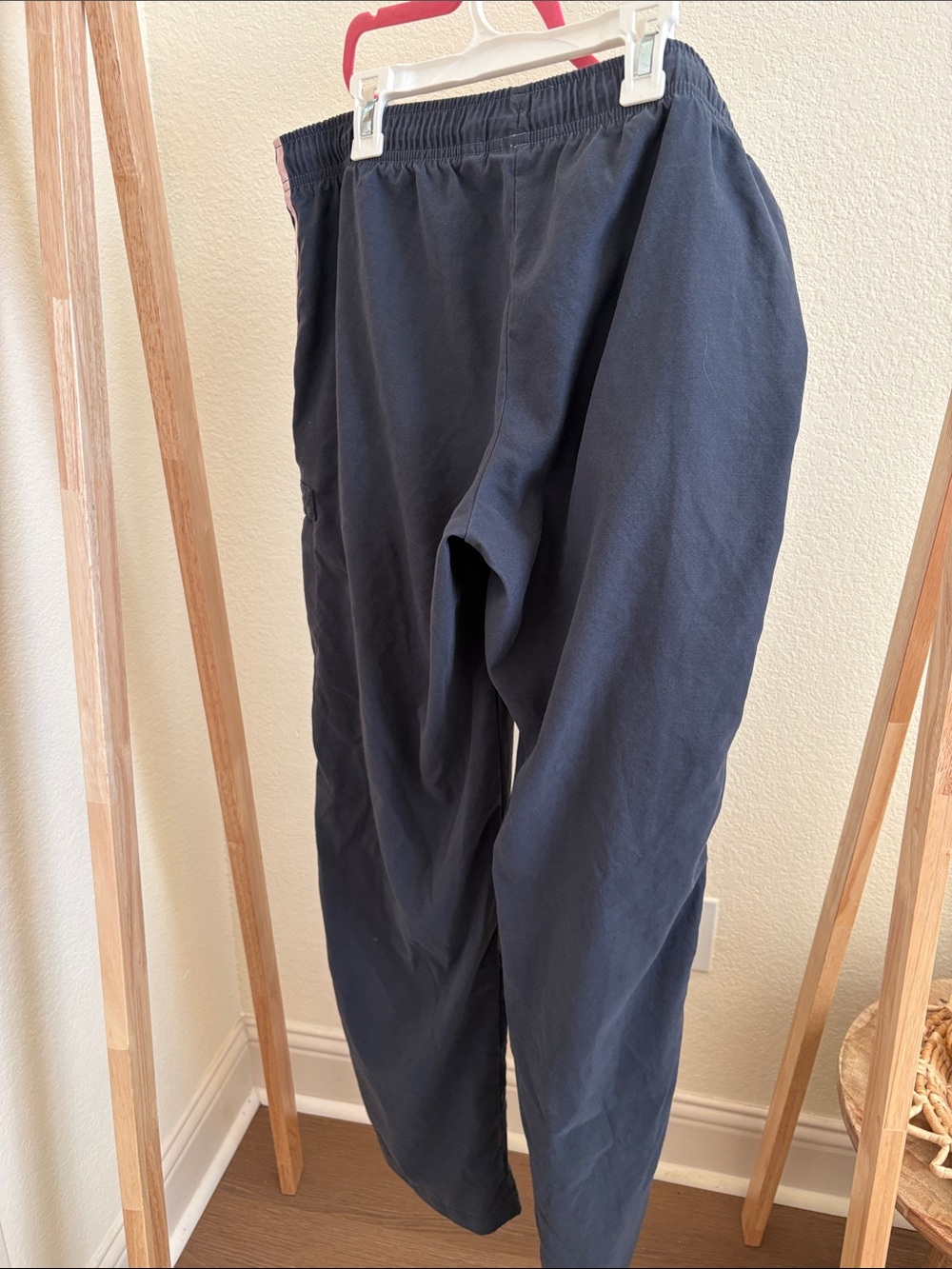 adidas Navy Track Pants with Light Pink Stripes - Picture 4 of 4
